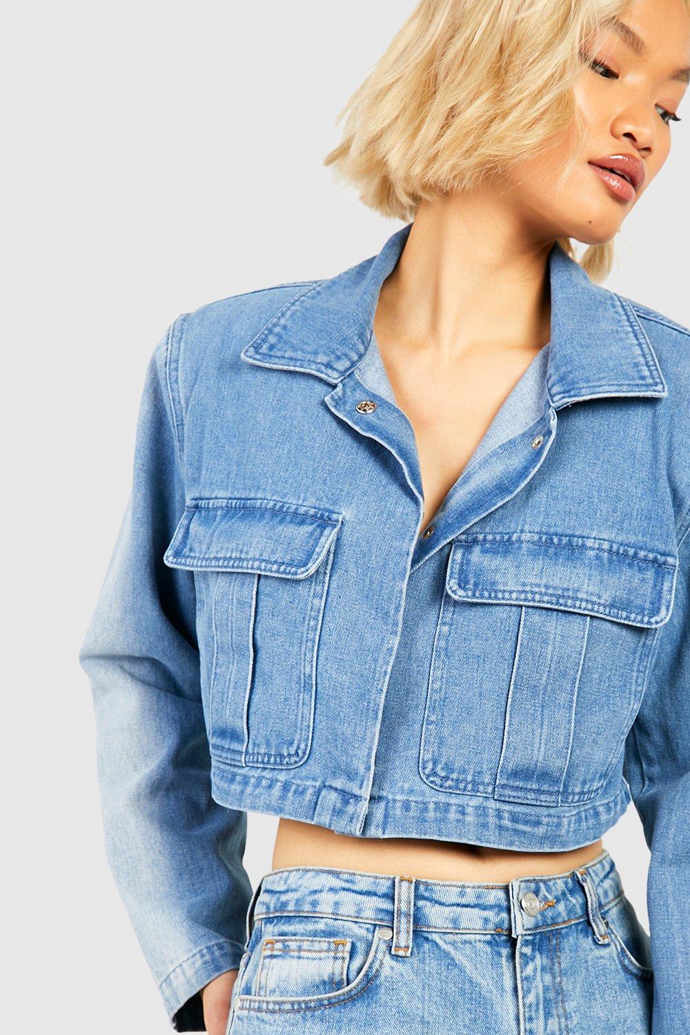 Padded shoulder 2024 denim jacket